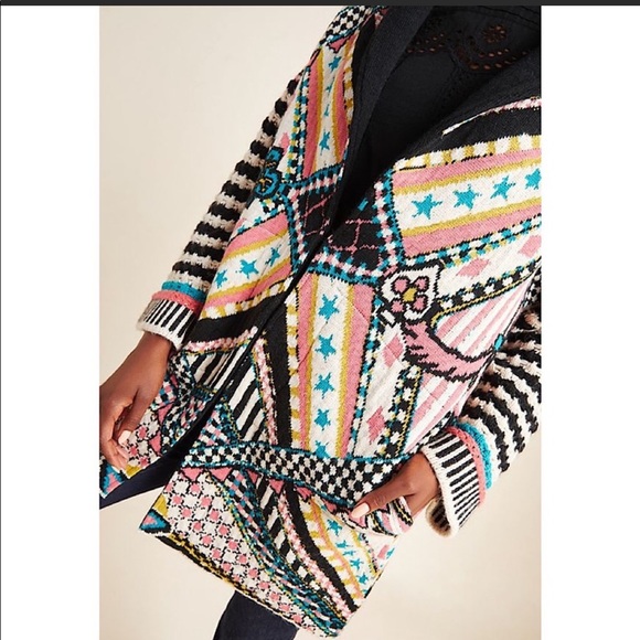 ❌SOLD❌Anthro | Josefana Jacquard Sweater Coat  S - Picture 4 of 4